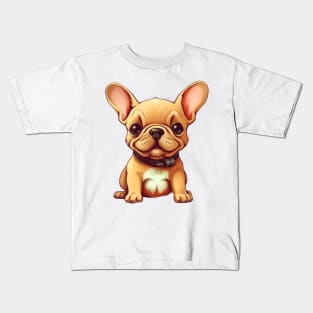 Cute Cartoon Fawn French Bulldog Puppy Kids T-Shirt